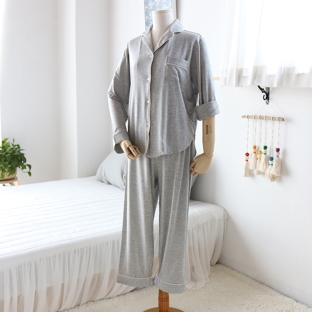 모달 파자마 잠옷세트 라이트그레이 - 여성용